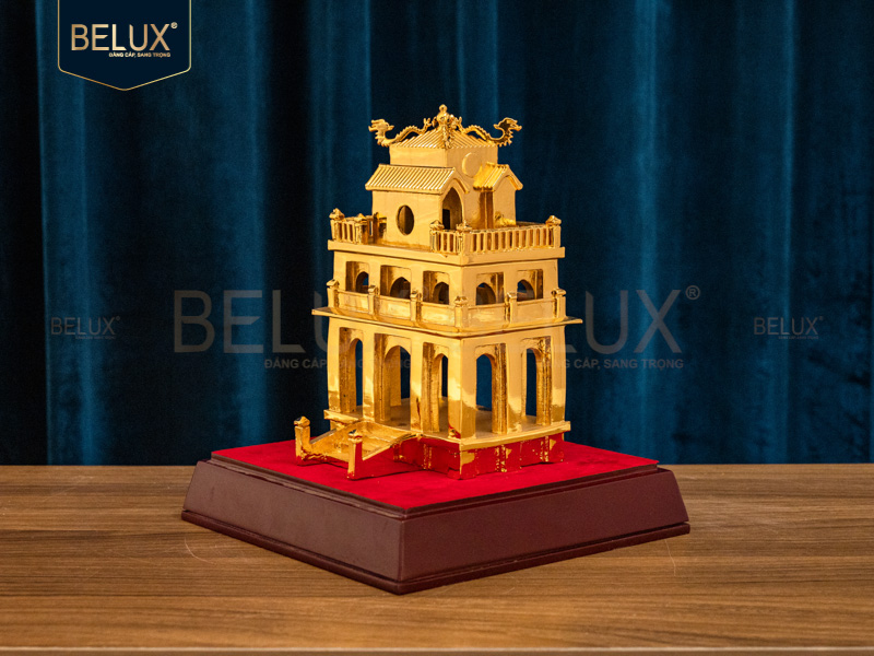 Mô hình Tháp Rùa bằng đồng mạ vàng 24k